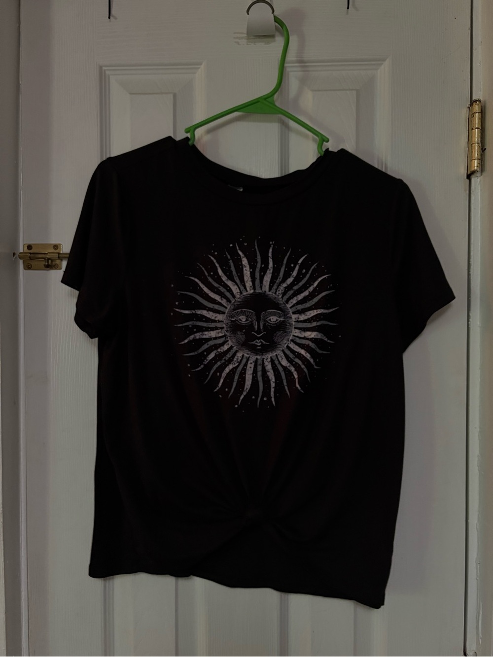 Women's Black Sun Graphic Knot-Front Tee